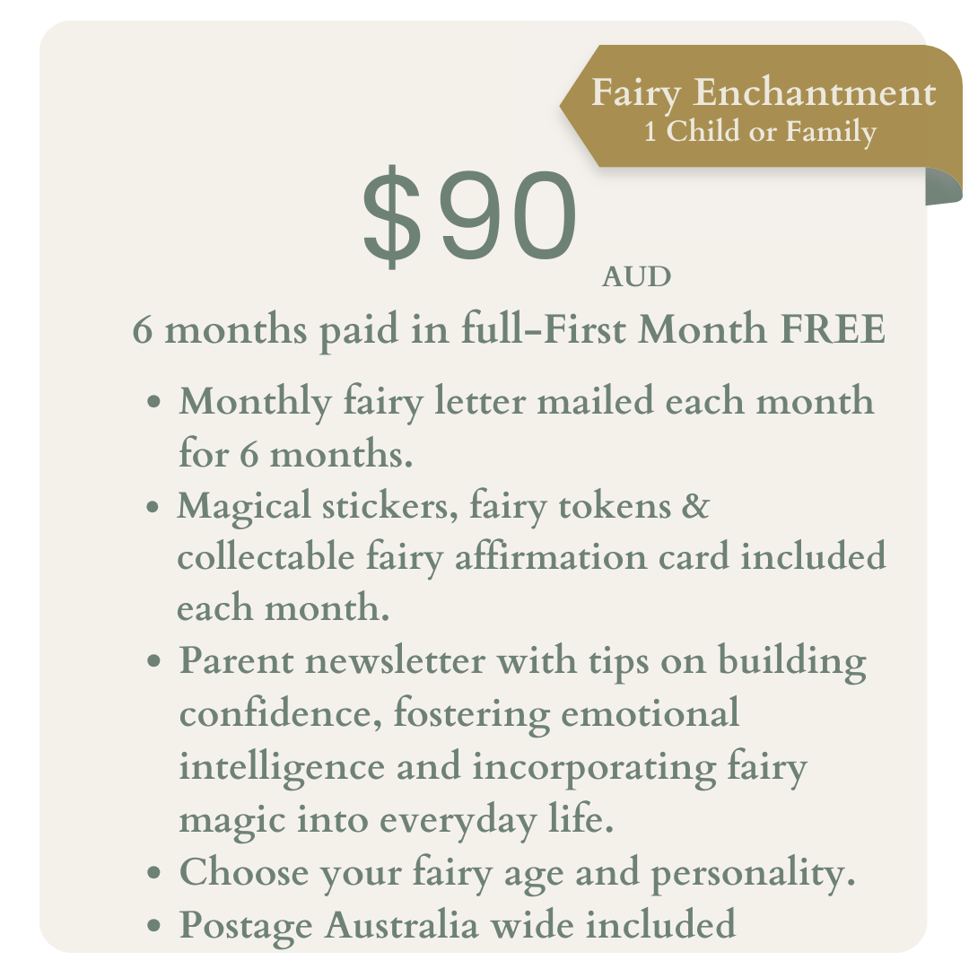 Fairy Enchantment subscription package details on a beige background