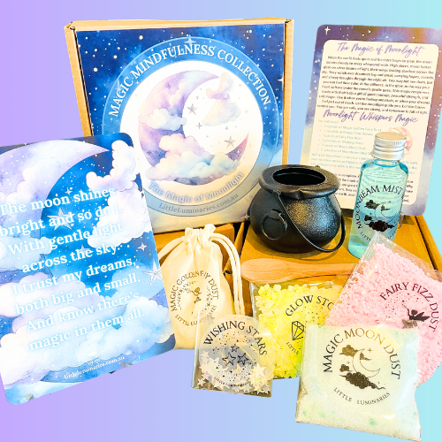 Little Luminaries moonlight magic kit with moonbeam mist water, glow stones, and magical fairy dust – perfect for emotional resilience