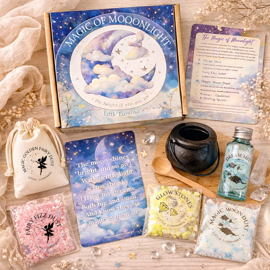 product flat lay of potion play kit potions and cauldron