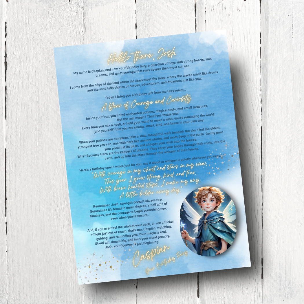 Children's book or storybook with a fairy tale character on a light wooden surface
