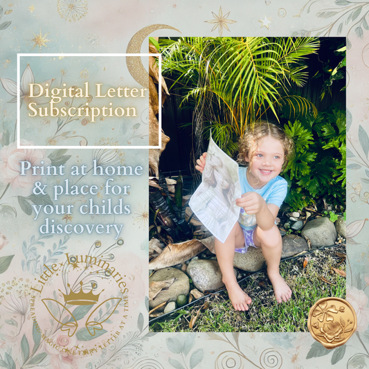 Child holding a map in a natural setting with promotional text for a digital letter subscription.